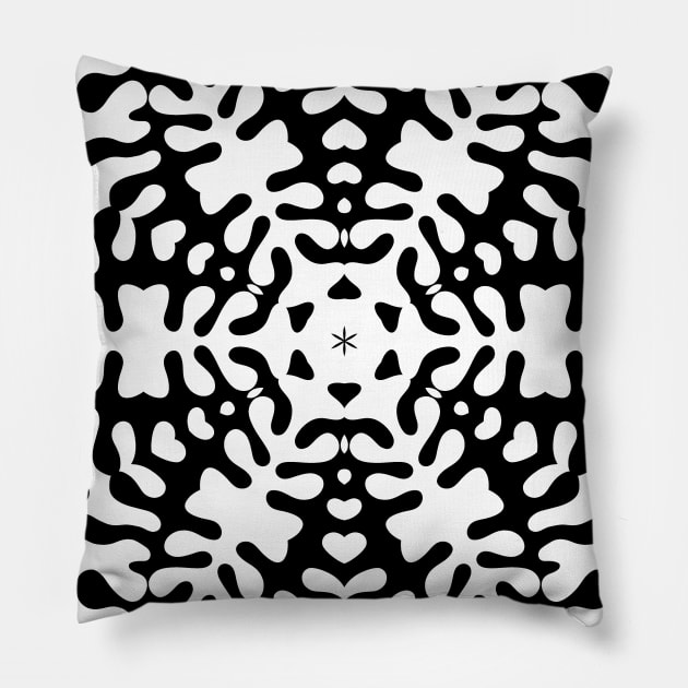 Black and White Snowflake Pillow by Dreamer