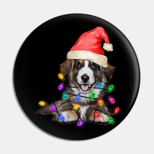 Funny Bernese Mountain Christmas Santa Hat Animals Xmas Light Pin