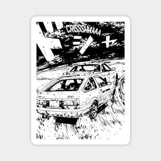 Japanese Drift Racer AE86 Drifting Car Anime Manga Eurobeat Intensifies Aesthetic #4 Magnet