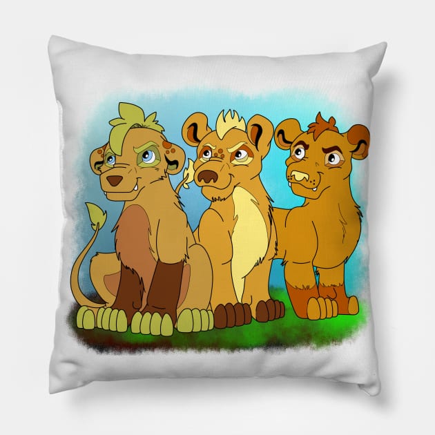 Lion Cubs of Aurora Mountain Pillow by RockyHay