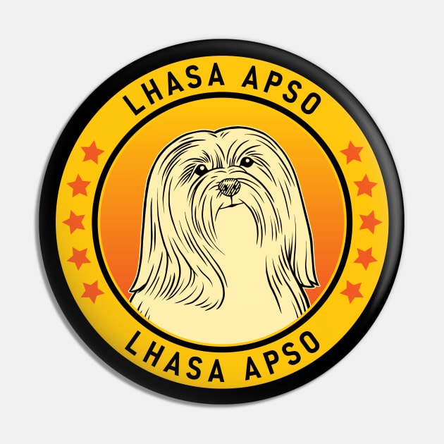 Lhasa Apso Dog Portrait Pin by millersye