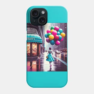 Retro 50s New York Woman with Colorful Balloons Phone Case