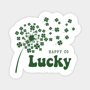 Happy Go Lucky Clover Dandelion Flower St Patrick's Day Magnet