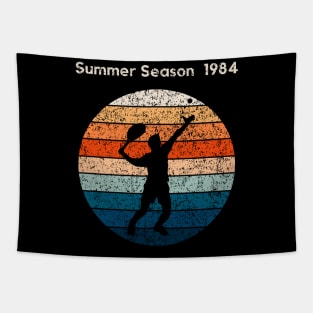 Summer Season 1984 Retro Tennis Outdoor Sports Retro Sunset Design Tapestry