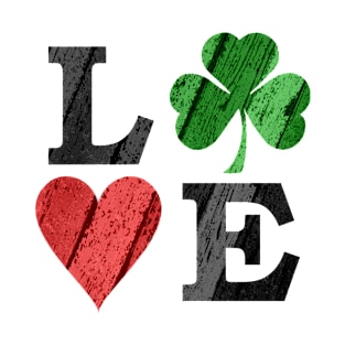 St. Patrick's Day LOVE with Heart and Shamrock T-Shirt