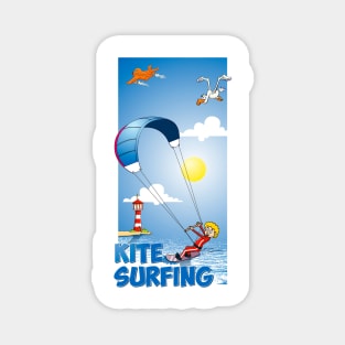 Funny and colourful kite surfing illustration Magnet