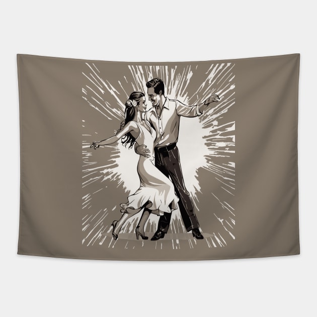 Strictly Salsa Couple Dancing With Pazazz Tapestry by taiche