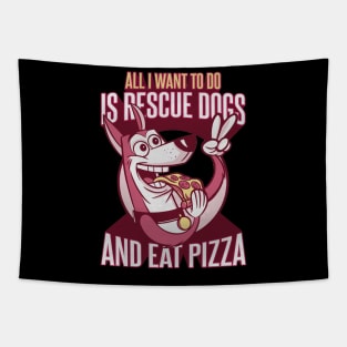 Rescue dog eating pizza Tapestry