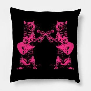 Double cat playing guitar Pillow