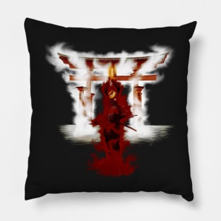 Red Torii Samurai Pillow