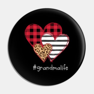 Grandmalife Shirt Striped Leopard Buffalo Plaid Printed Splicing Heart Valentine's Day Shirt Pin