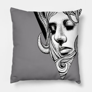 dark rock satanic beauty illustration Pillow