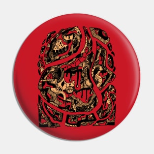 Abstract Wave of Thoughts No 3 - Red and Cream Pin