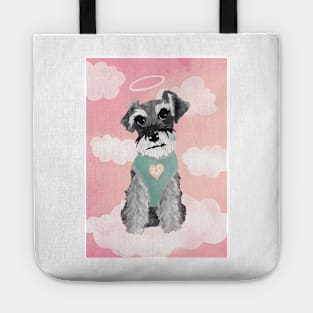 Salt and Pepper Miniature Schnauzer Angel Dog with Halo Tote