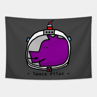 Astronaut Space Pilot Sci Fi Purple Pig Portrait Tapestry