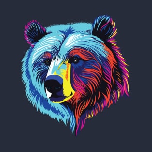 Neon grizzly bear head T-Shirt