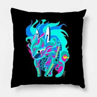 rainbow esquilax rabbit hunger of fire ecopop kaiju beast art Pillow