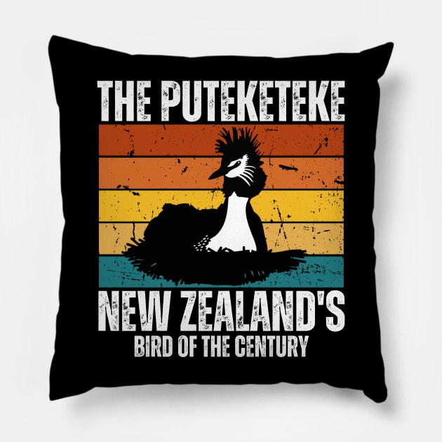 The Puteketeke - Bird of the Century Pillow by darafenara