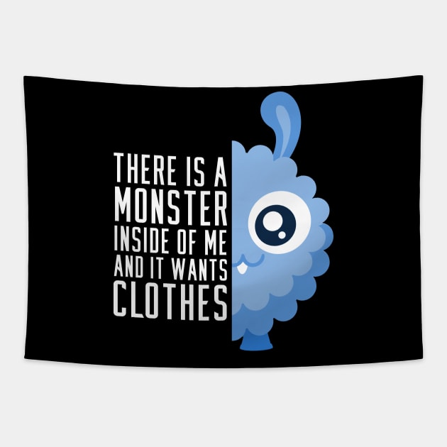 Shopping Monster - Clothes Lover - Cute and Fluffy Tapestry by ArticaDesign