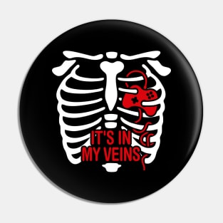 It's in my veins Halloween Rib cage heart gaming gamer Halloween Pin