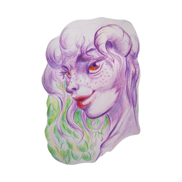 Satyr girl with violet skin and horns by Zimart