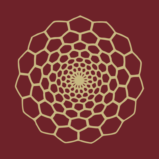 Golden Beehive Honey Comb Fractal Mandala by Teenugs