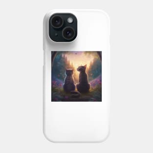 Adorable Two Cats Looking At Sunset Extremely Intricate Phone Case