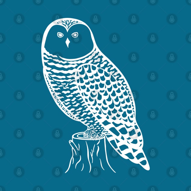 Snowy Owl - bird lovers hand drawn detailed design by Green Paladin