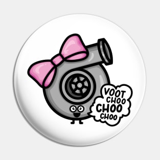 What Does The Cutest Turbo Say - Pink Bow Pin