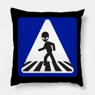 Alien pedestrian Crossing Sign Pillow