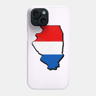 Red, White, and Blue Illinois Outline Phone Case