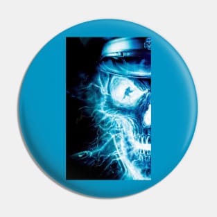 blue flame skull Pin