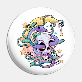 Pastel Goth Snake Skull Pin