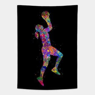 Basketball player girl jump Tapestry