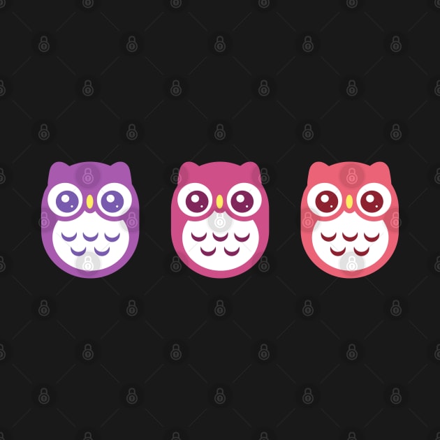 Violet Purple Pink Baby Owls by ClaudiaRinaldi