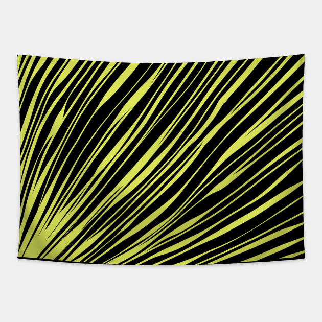 abstract striped zebra/tiger pattern in neon green/lime and black Tapestry by acatalepsys 