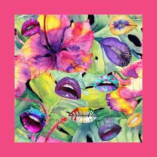 Tropical Lips Collage T-Shirt