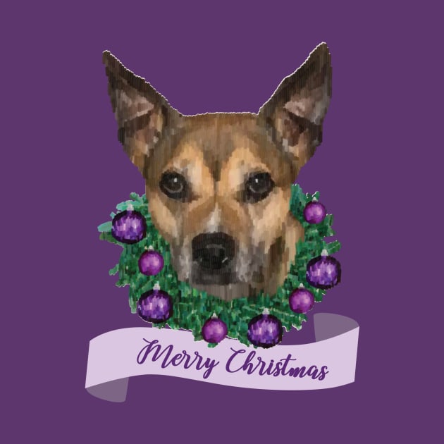 Merry Christmas Pitbull - Purple by calliew1217