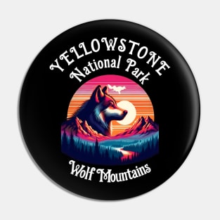 Majestic Wolf Roaming at Sunset Pin