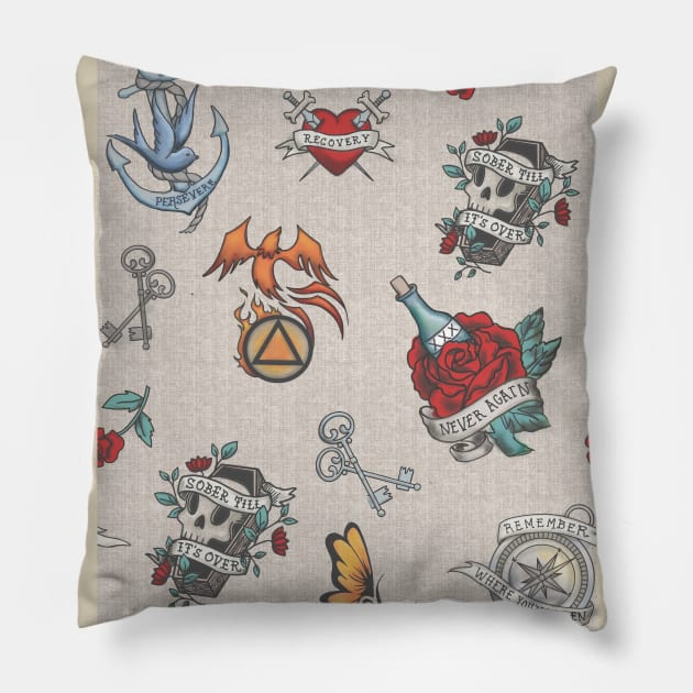 Recovery Tattoos Pillow by SugarPineDesign