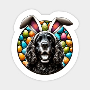 Irish Water Spaniel Enjoys Easter with Bunny Ears and Eggs Magnet