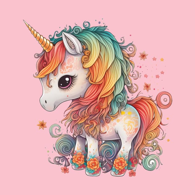 Enchanted Blossoms: A Floral Journey with the Rainbow-maned Unicorn by TheMythicalCreatures