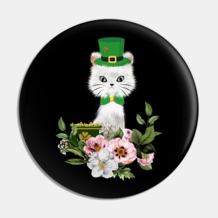 Happy st. patrick’s day, cute little cat and flowers Pin