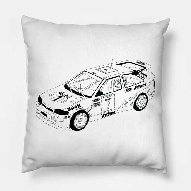 Ford Escort Black Outline Pillow by kindacoolbutnotreally