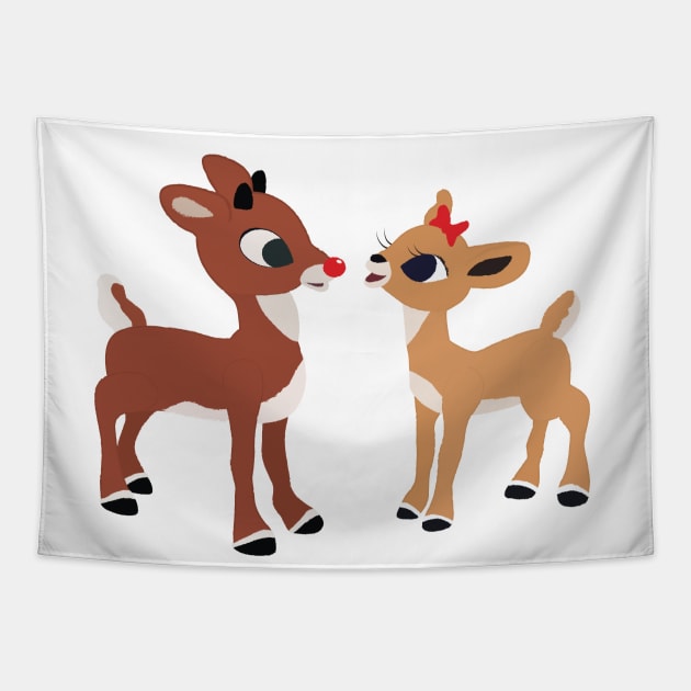 Classic Rudolph and Clarice © GraphicLoveShop Tapestry by GraphicLoveShop