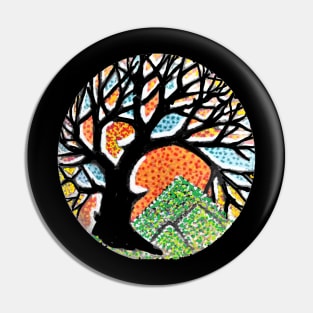 tree, hills with a colorful background Pin