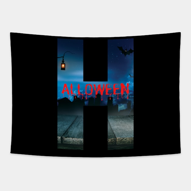 Halloween scary design inside the Letter H. Tapestry by Blumammal