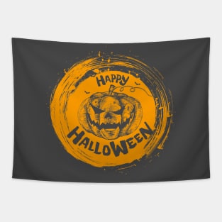 Halloween Scary Evil Pumpkin Funny Pumpkin Head Tapestry