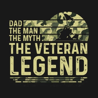 Dad The Man The Myth The Veteran Legend Vintage Retro T-Shirt