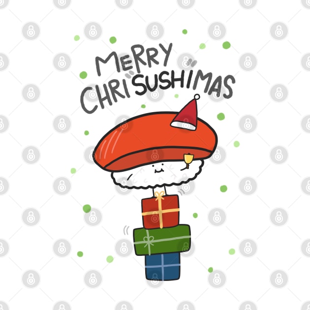 Merry Chrisushimas Funny Sushi Lover Christmas Art Logo Cute Kawaii Animte by Marinaaa010